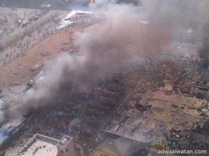 صورة جوية تبين حجم الدمار في حادثة انفجار شرق الرياض