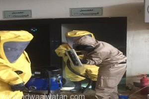 “مدني الباحة” يسيطر على تسرب كيميائي بفرع جامعة الباحة بالمندق