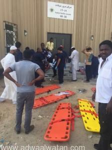 إصابة “36” شخصاً بحادث إنقلاب حافلة نقل ركاب بـ”عرفات”
