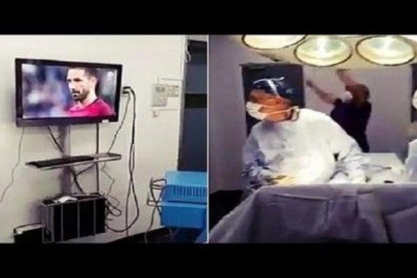 أطباء يشاهدون مباراة كرة قدم أثناء إجراء عملية جراحية بتشيلي