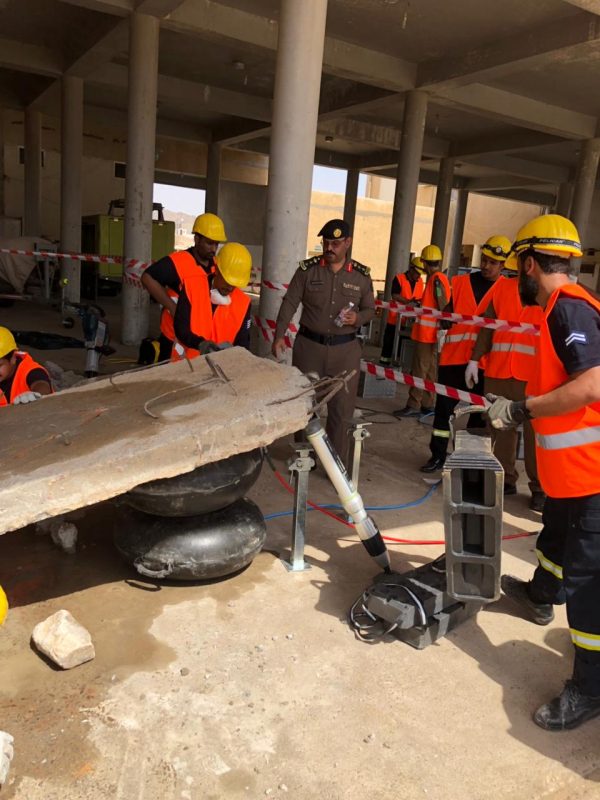 “مدني بدر” ينهي البرنامج التدريبي  على أعمال التدخل في حوادث انهيارات المباني والزلازل