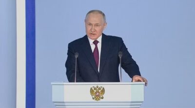 بوتين في خطابه للأمة: الغرب يسعى إلى تحويل صراع محلي إلى نزاع عالمي