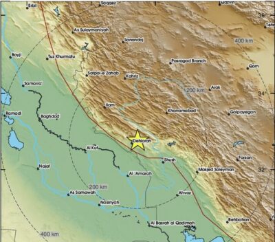 هزة أرضية بقوة 4.5 درجات تضرب المنطقة الحدودية بين العراق وإيران