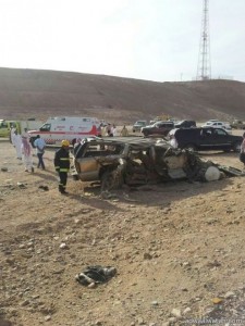 وفاة 4 اشخاص من عائلة واحدة في حادث مروري على طريق حقل – تبوك واصابة آخرين