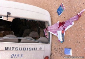 تعرض حافلة تقل ٢٣ طالبا لحادث إنقلاب شرق رفحاء