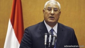 في أولى خطاباته .. الرئيس المصري المؤقت يتعهد باستعادة الأمن ووضع حد للفوضى
